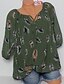 baratos Blusas e Camisas de mulher-Mulheres Tamanho Grande Blusa Camisa Social Geométrica Decote V Blusas Solto Azul Preto Verde