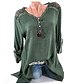 billige Bluser og skjorter til kvinner-Dame Bluse Skjorte Grafisk Langermet V-hals Topper Grunnleggende topp Blå Vin Militærgrønn