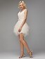 cheap Bridesmaid Dresses-A-Line V Neck Knee Length Tulle Bridesmaid Dress with Bow(s) by LAN TING BRIDE®