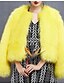 cheap Women&#039;s Furs &amp; Leathers-Women&#039;s Daily Basic Regular Fur Coat, Solid Colored Round Neck Long Sleeve Polyester Yellow