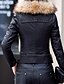 cheap Women&#039;s Leather &amp; Faux Leather Jackets-Women&#039;s Going out Street chic Leather Jacket - Solid Colored Turtleneck
