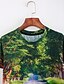 cheap Men&#039;s 3D T-shirts-Men&#039;s T shirt Tee Graphic Scenery Round Neck Green Short Sleeve Daily Print Slim Tops Active / Summer / Summer