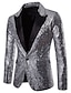 cheap Men&#039;s Trench Coat-Men&#039;s Blazer Party Club Basic Punk &amp; Gothic Solid Colored Regular Fit Polyester Men&#039;s Suit Blue / Purple / Silver - V Neck / Sequins / Winter / Long Sleeve