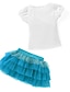 levne Sady-Děti Toddler Dívčí Aktivní Základní Denní Škola Patchwork Krátký rukáv Standardní Standardní Sady oblečení Vodní modrá