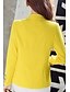 baratos Blazers e fatos para mulher-Mulheres Terno Sólido Estampado Manga Longa Casaco Outono Primavera Trabalho Curto Casaco Amarelo