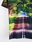 baratos T-shirts Homem com Estampado 3D-Homens Camiseta Gráfico Cenário Decote Redondo Verde Manga Curta Diário Imprimir Delgado Blusas Ativo / Verão / Verão
