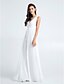 cheap Bridesmaid Dresses-Sheath / Column Bridesmaid Dress V Neck Sleeveless Elegant Floor Length Chiffon with Pleats