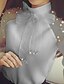 abordables Tops de tallas grandes-Mujer Blusa Color sólido Escote Chino Diario Fin de semana Lazo Manga Larga Ajuste regular Tops Blanco