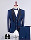 cheap Tuxedo Suits-Black Burgundy Blue Men&#039;s Wedding Party Evening Tuxedos 3 Piece Solid Colored Shawl Collar Tailored Fit Single Breasted One-button 2024