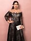cheap Prom Dresses-A-Line Prom Dresses Plus Size Dress Prom Formal Evening Floor Length Illusion Neck Long Sleeve Lace with Sash / Ribbon 2022