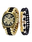 cheap Quartz Watches-Men Quartz Watch Large Dial Business Wristwatch Bracelet Three Time Zones Chronograph Stainless Steel Strap Watch