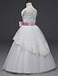 preiswerte Kleider für die Blumenmädchen-Prinzessin Normallänge Blumenmädchenkleid Erstkommunion Süßes Ballkleid Spitze mit Gürtel Fit 3-16 Jahre