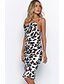 cheap Print Dresses-Women&#039;s Party Slim Shift Sheath Dress - Leopard High Waist Strap Khaki S M L XL / Sexy