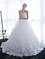 cheap Wedding Dresses-Ball Gown Wedding Dresses Strapless Chapel Train Satin Tulle Strapless Sparkle &amp; Shine with Crystals Flower 2022