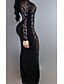 cheap Women&#039;s Dresses-Women&#039;s Maxi Bodycon Dress - Long Sleeve Solid Colored Crew Neck Elegant Cocktail Party Slim Black Red S M L XL