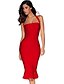 cheap Cocktail Dresses-Sheath / Column Strapless Knee Length 65% Rayon / 35%Polyester Elegant Wedding Party Dress with Cascading Ruffles / Bandage 2020