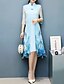 Χαμηλού Κόστους Print Φορέματα-Γυναικεία Φόρεμα σε ευθεία γραμμή Φόρεμα μέχρι το γόνατο Μπλε Απαλό 3/4 Μήκος Μανικιού Φλοράλ Στάμπα Άνοιξη Καλοκαίρι Όρθιος Γιακάς Κινεζικό στυλ Εκλεπτυσμένο Πάρτι Φαρδιά Φλοράλ Τ M L XL XXL 3XL