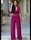 preiswerte Jumpsuits für Damen-Damen Overall Einfarbig Tiefes V Strassenmode Täglich Wochenende Breites Bein Regular Fit Ärmellos Weiß Schwarz Grau S M L Frühling