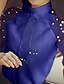 abordables Tops de tallas grandes-Mujer Blusa Color sólido Escote Chino Diario Fin de semana Lazo Manga Larga Ajuste regular Tops Blanco