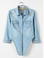 cheap Women&#039;s Blouses &amp; Shirts-Women&#039;s Daily Cotton Shirt - Solid Colored Shirt Collar Blue