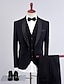 ieftine Costume de tuxedo-Negru Vișiniu Albastru A bărbaților Nuntă Smoking Set 3 piese Șal  Guler Mată Fit adaptat Un singur rând, un nasture 2023