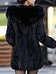 preiswerte Pelz &amp; Ledermode für Damen-Women&#039;s Holiday / Going out Street chic / Sophisticated Spring / Fall &amp; Winter Long Fur Coat, Solid Colored Hooded Long Sleeve Faux Fur Black / Loose