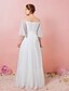 cheap Prom Dresses-A-Line Prom Dresses Empire White Dress Engagement Prom Floor Length Off Shoulder 3/4 Length Sleeve Chiffon with Ruffles 2022