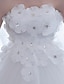 preiswerte Hochzeitskleider-Ballkleid Hochzeitskleider Trägerlos Kirchen Schleppe Satin Tüll Trägerlos Glanz &amp; Glamour mit Kristall Verzierung Blume 2022