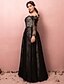 cheap Prom Dresses-A-Line Prom Dresses Plus Size Dress Prom Formal Evening Floor Length Illusion Neck Long Sleeve Lace with Sash / Ribbon 2022