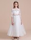 cheap Flower Girl Dresses-A-Line Long Length Flower Girl Dress First Communion Cute Prom Dress Satin with Lace Fit 3-16 Years