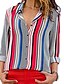 cheap Women&#039;s Blouses &amp; Shirts-Women&#039;s Daily Basic Plus Size Shirt - Striped Shirt Collar Red