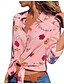 billige Bluser og trøjer til kvinder-Dame Skjorte Blomstret Langærmet Daglig Toppe Chiffon Basale V-hals Lyserød militærgrøn Navyblå