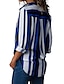 voordelige Damesblouses en -shirts-Dames Grote maten Gestreept Overhemd Standaard Dagelijks Overhemdkraag blauw / Licht Blauw