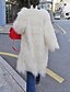 Недорогие Женские пальто и тренчи-Women&#039;s Daily Basic Long Coat, Solid Colored Collarless Long Sleeve Faux Fur White / Gray