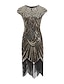 cheap Great Gatsby-Roaring 20s 1920s Prom Dress Cocktail Dress Vintage Dress Flapper Dress Dress Cocktail Dress Ball Gown Halloween Costumes Knee Length The Great Gatsby Charleston Women&#039;s Sequins Tassel Fringe Solid