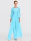 cheap Mother of the Bride Pantsuits-Jumpsuit / Pantsuit Mother of the Bride Dress Formal Fall Wedding Guest Dresses Plus Size Elegant Square Neck Floor Length Chiffon Corded Lace Sleeveless Wrap Included with Lace Appliques 2023