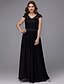 cheap Prom Dresses-A-Line Elegant Prom Formal Evening Dress V Neck Short Sleeve Floor Length Chiffon Lace with Sash / Ribbon 2020