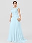 cheap Mother of the Bride Dresses-A-Line Mother of the Bride Dress Wedding Guest Elegant Plus Size Illusion Neck Sweep / Brush Train Chiffon Beaded Lace Short Sleeve No with Bow(s) Pleats 2024