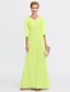 cheap Mother of the Bride Dresses-A-Line Mother of the Bride Dress Wedding Guest Elegant Plus Size See Through V Neck Floor Length Chiffon Half Sleeve with Appliques Side Draping 2024