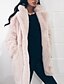 voordelige Bont en imitatiebont damesjassen-Women&#039;s Work / Club Sexy / Punk &amp; Gothic Winter Plus Size Long Fur Coat, Solid Colored Black &amp; Gray Shirt Collar Long Sleeve Faux Fur / Polyester Beige / Yellow / Fuchsia