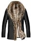 tanie Men&#039;s Jackets &amp; Coats-Men&#039;s Fur Coat Daily Winter Regular Coat Notch lapel collar Slim Luxury Jacket Long Sleeve Solid Colored Black Brown
