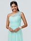 cheap Bridesmaid Dresses-A-Line One Shoulder Floor Length Chiffon / Lace Bridesmaid Dress with Lace