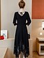 cheap Romantic Lace Dresses-Women&#039;s A Line Dress Maxi long Dress Long Sleeve Black Solid Colored Lace Trims Fall Spring Plus Size Black L XL XXL 3XL 4XL 5XL 6XL