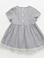 preiswerte Kleider-Mädchen&#039; Kurzarm Farbblock Gestreift 3D-gedruckte Grafik Kleider Aktiv Knielang Polyester Kleid Baby Täglich Regular Fit Gefaltet