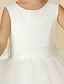 preiswerte Kleider für die Blumenmädchen-A-Linie Boden-Länge Blumenmädchenkleid Erstkommunion Mädchen Süßes Ballkleid Satin mit Schärpe / Band Elegant Fit 3-16 Jahre