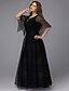 cheap Prom Dresses-Plus Size Dress Jewel Neck Half Sleeve Tulle with 2021