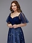 cheap Plus Size Dresses-A-Line Plus Size Dress Wedding Guest Prom Floor Length Short Sleeve Sweetheart Tulle Lace-up with Beading Pattern / Print 2024