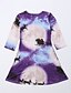 abordables Vêtements assorties pour la famille-Mommy and Me Active Daily Animal Long Sleeve Dress Purple
