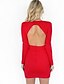 cheap Women&#039;s Dresses-Women&#039;s Daily Elegant Slim Sheath Dress - Solid Colored Deep V Black Red S M L / Sexy