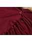 baratos Blusas e Camisas de mulher-Mulheres Blusa Camiseta Camisa Social Verde Vinho Vermelho Tecido Cor Sólida Franjas Manga Longa Para Noite Roupa de rua Borla Decote Redondo Tamanho Grande S